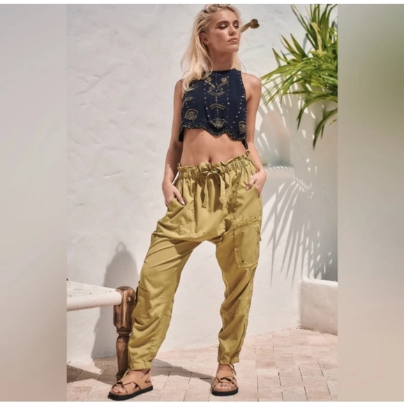 Free People Movement Trekker Pant Women Size L Khakis Brown Oversized Loose Fit - Picture 3 of 8